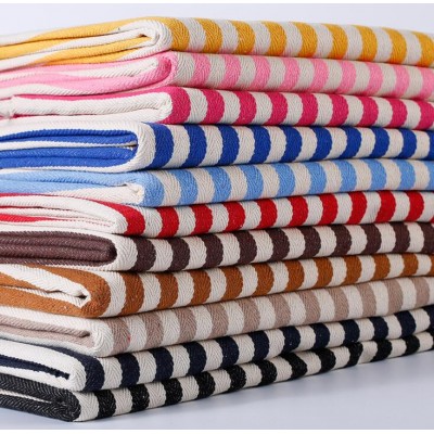 Cotton and linen striped fabric